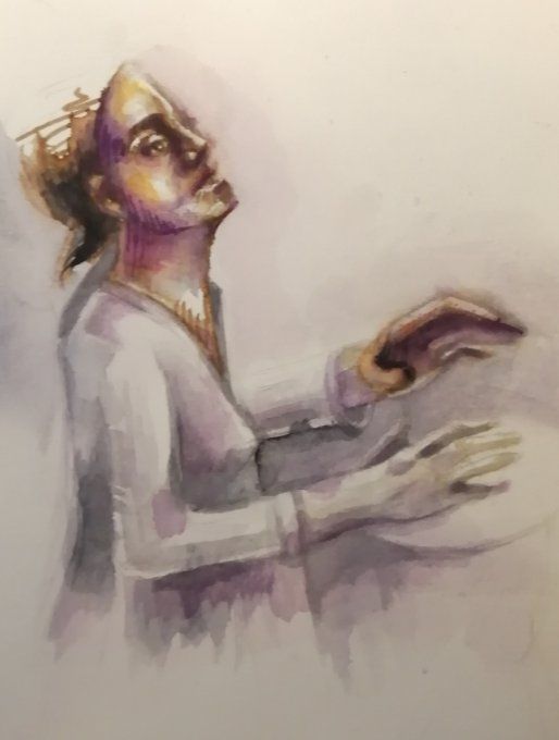 Femme au tambourg - 19 X 25 cm